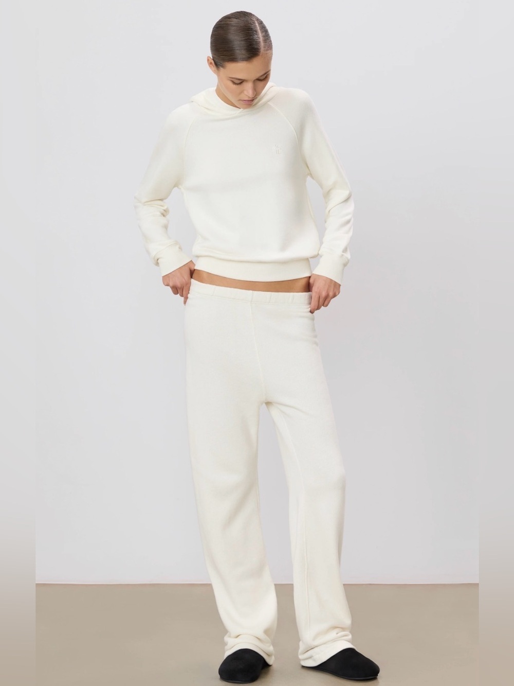 NWT Eterne Straight Leg Sweatpant French Terry Cream Pants Large